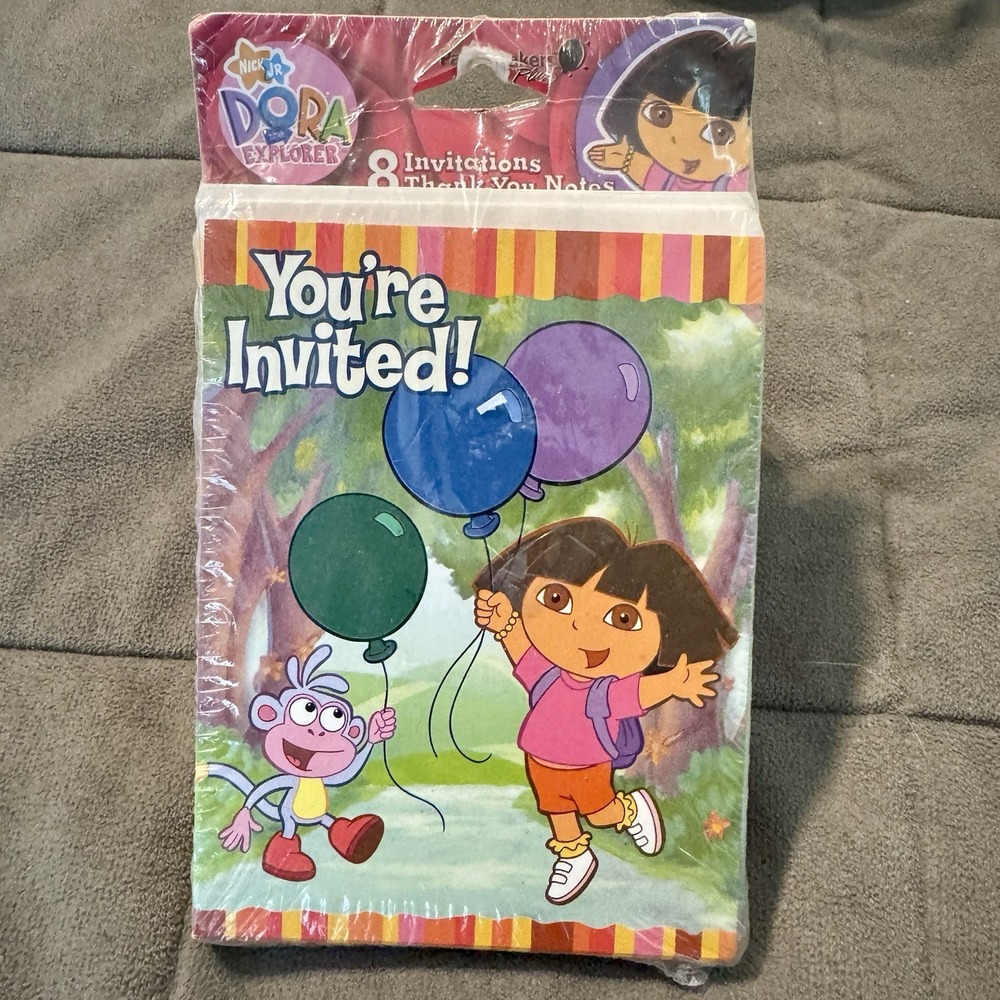 Vintage Nick jr Dora the Explorer Fiesta Birthday‎ Invitations & Thank You Cards